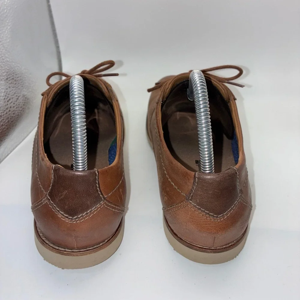 Clarks Mens Cushion Soft Tan Brown Leather Derby Lace‎ Up Dress Shoes Mens 8.5